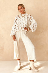 Crochet Knit Hollow Out Pullover Sweater