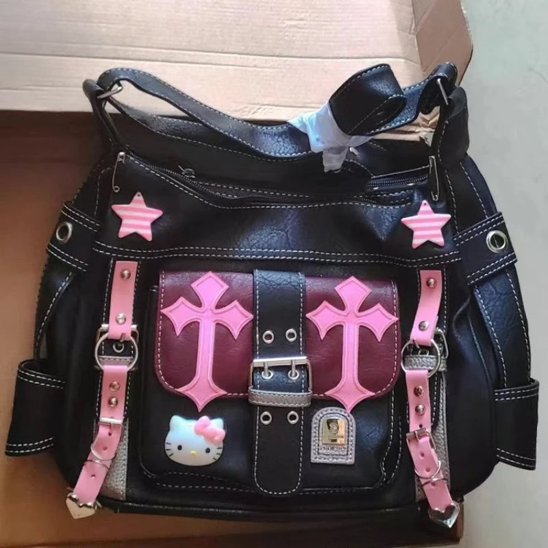 Sanrio Gothic Punk Vintage Pink Trend Cross Chains Bag