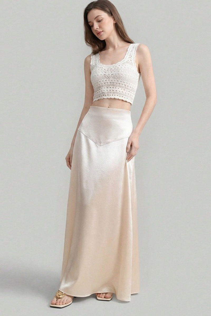 Solid Color Flowing Maxi Skirt Secondary image