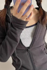 Long Sleeve Y2K Cropped Hoodie