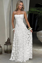 Jacquard Cami Backless Maxi Lace Dress