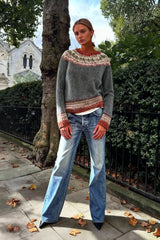 Round Colorblocked with Neck Sweater Design