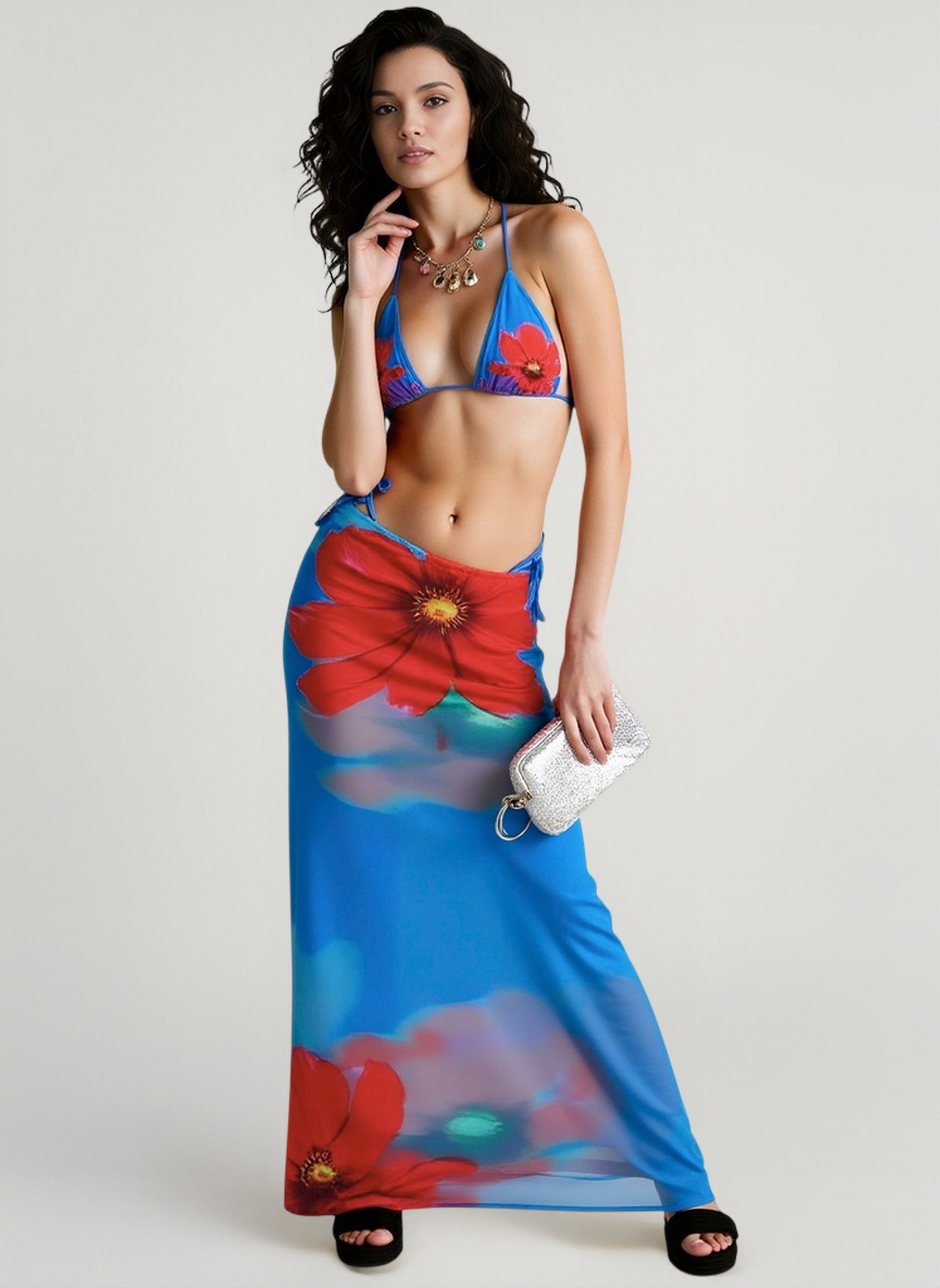 Boho Print Tie Waist Vacation Skirt Secondary image