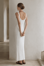 Knit Square Neck Pleated Slip Dress