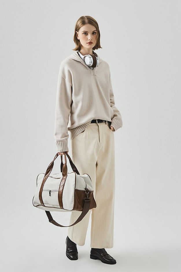 Slouchy V-Neck Hooded Sweater Secondary image