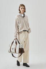 Slouchy V-Neck Hooded Sweater