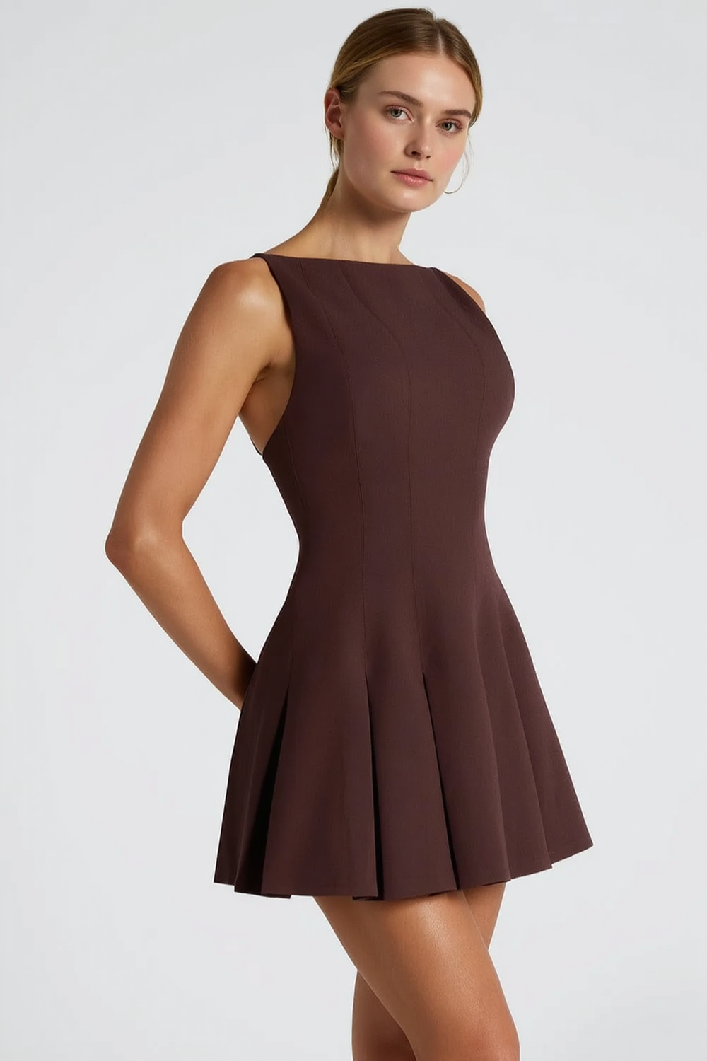 Pleated Sleeveless Slim Elegant Work Dress Secondary image