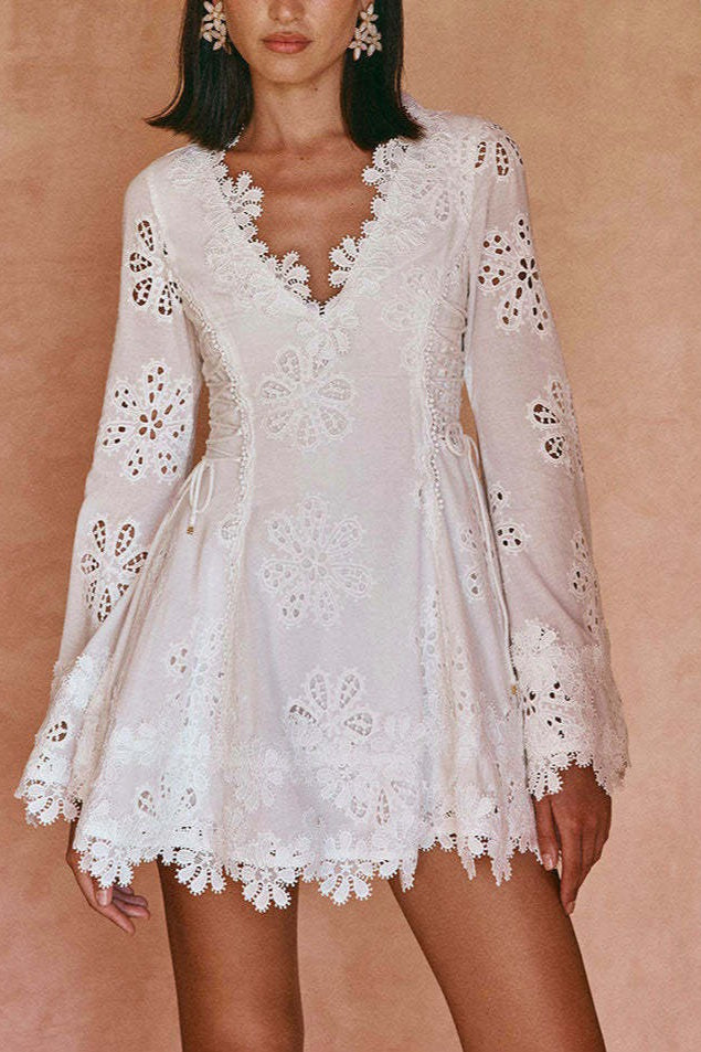 Lace Trim V Neck Bodycon Lace Dress Main image