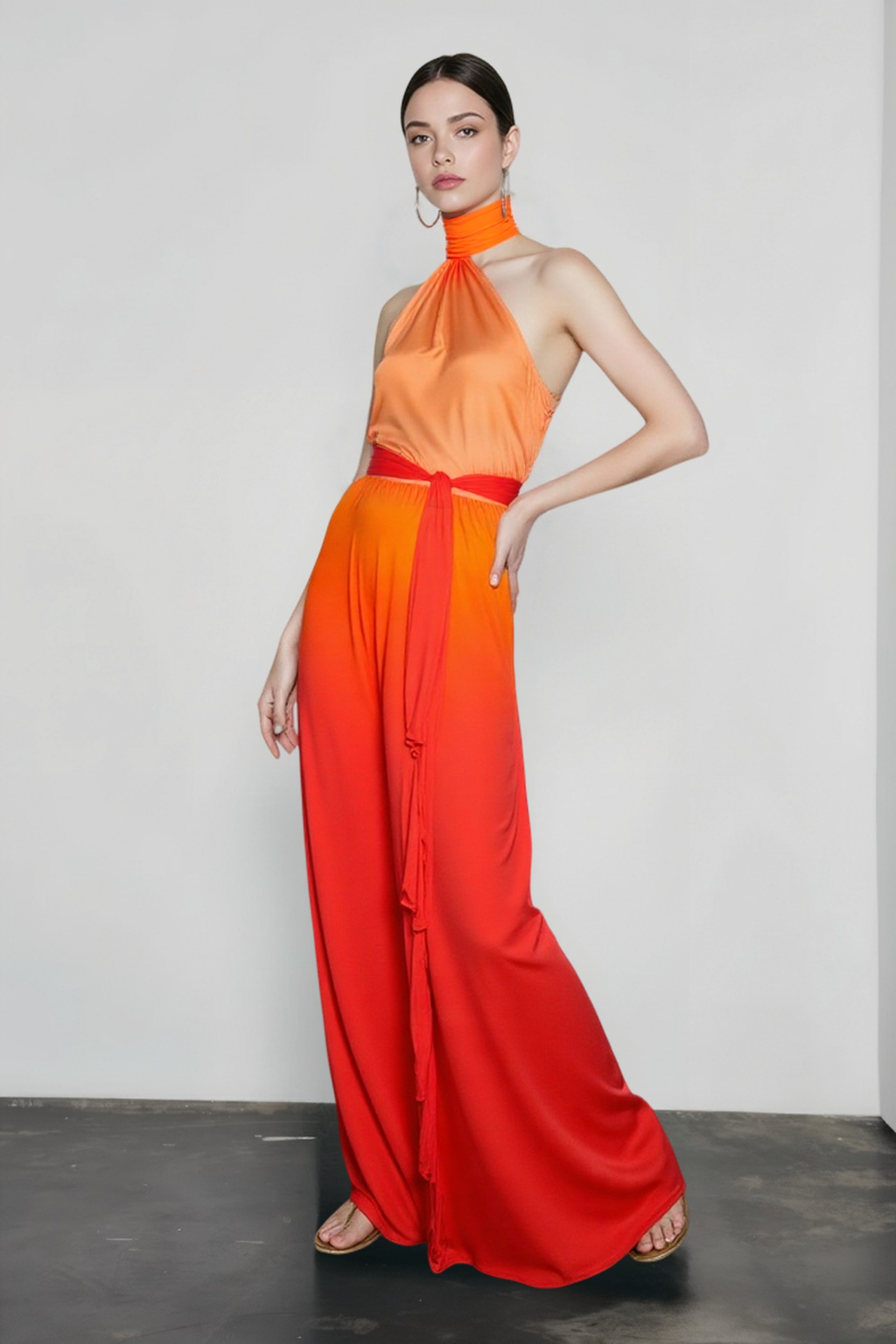 Ombre Halter Tie Back Sleeveless Vacation Dress Main image