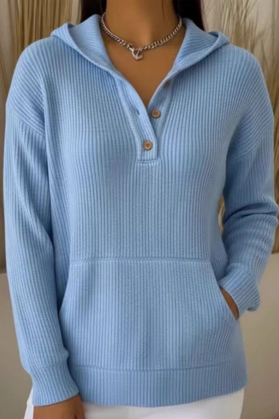Solid Waffle Open Front Casual Stylish Hoodie Secondary image