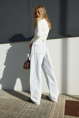 High Waist Vintage Washed Bootcut Wide Leg Jeans