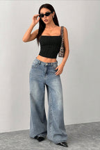 Backless Spaghetti Strap Fitted Crop Top