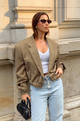 Vintage Plaid Cropped Coat