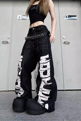 Street Style Graphic Patchwork Jeans