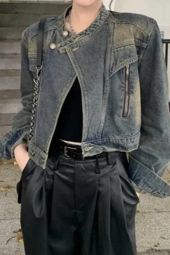 Slim Fit Denim Moto Jacket Main image