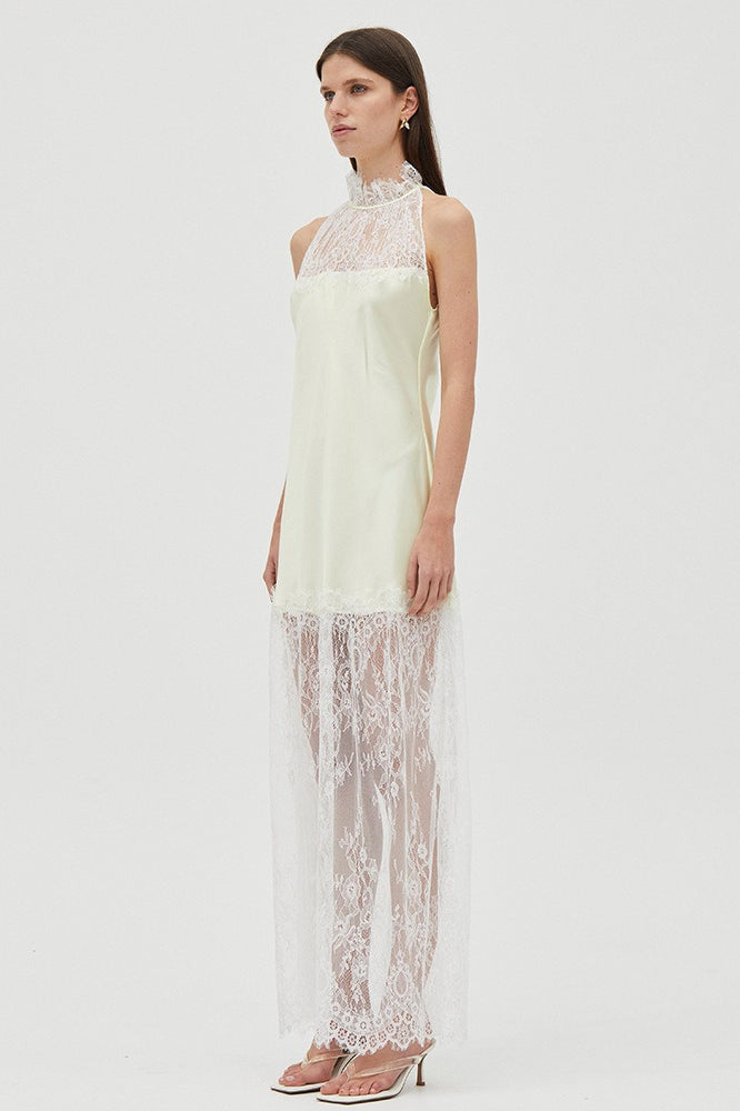 Round Neck Sheer Spliced Solid Elegant Lace Dress Secondary image