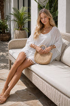 Floral Chiffon Short Sleeve Cover Up