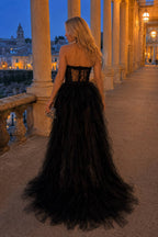 Sheer Lace Bustier Formal Dress