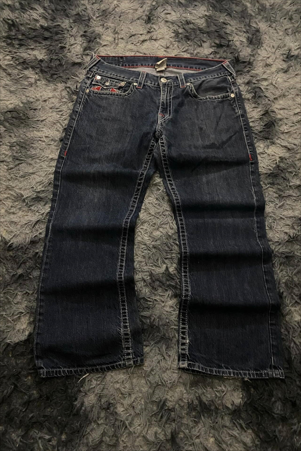 Vintage Embroidered Wide Leg Straight Jeans