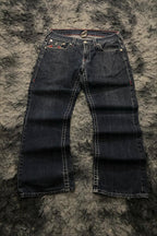 Vintage Embroidered Wide Leg Straight Jeans