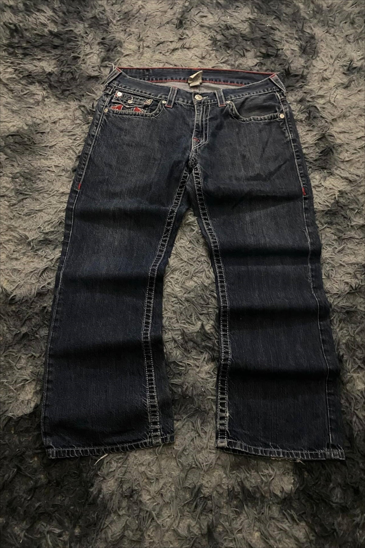 Vintage Embroidered Wide Leg Straight Jeans