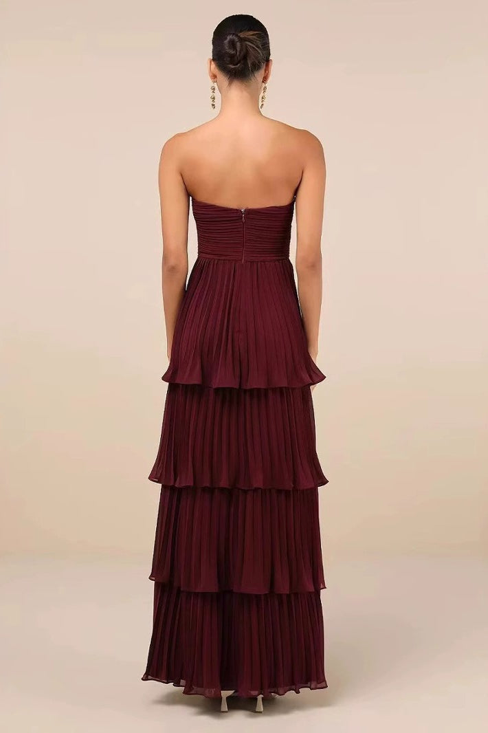 Strapless Ruched Tiered Ruffle Formal Dress Secondary image