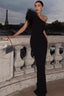One-Shoulder Feather Trim Party Dress