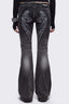 Wing Embroidered Low Rise Flare Leg Jeans