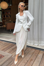 Draped Asymmetric Hem Tulip Skirt