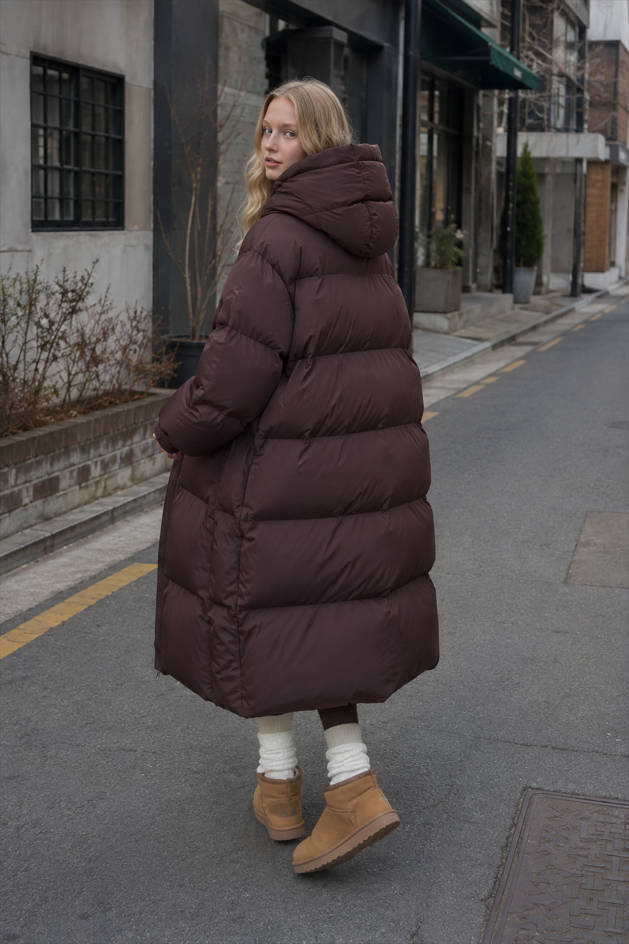 Trendy Long Hooded Puffer Jacket