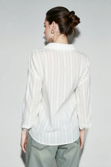 Raised Jacquard Flare Sleeve Blouse