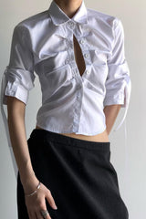 Ruched Button Front Blouse