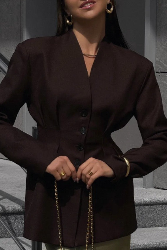 Elegant Single-Button Draped Blazer