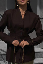 Elegant Single-Button Draped Blazer