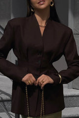 Elegant Single-Button Draped Blazer