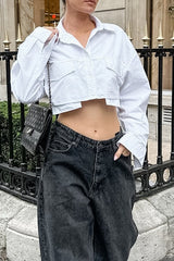 Cropped Pocket Detail Cotton Blouse
