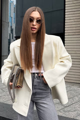 Old Money Beige Wool Blend Coat