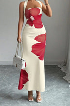 Printed Halter Bodycon Vacation Dress