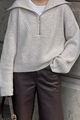 Vintage Notched V-Neck Knit Top