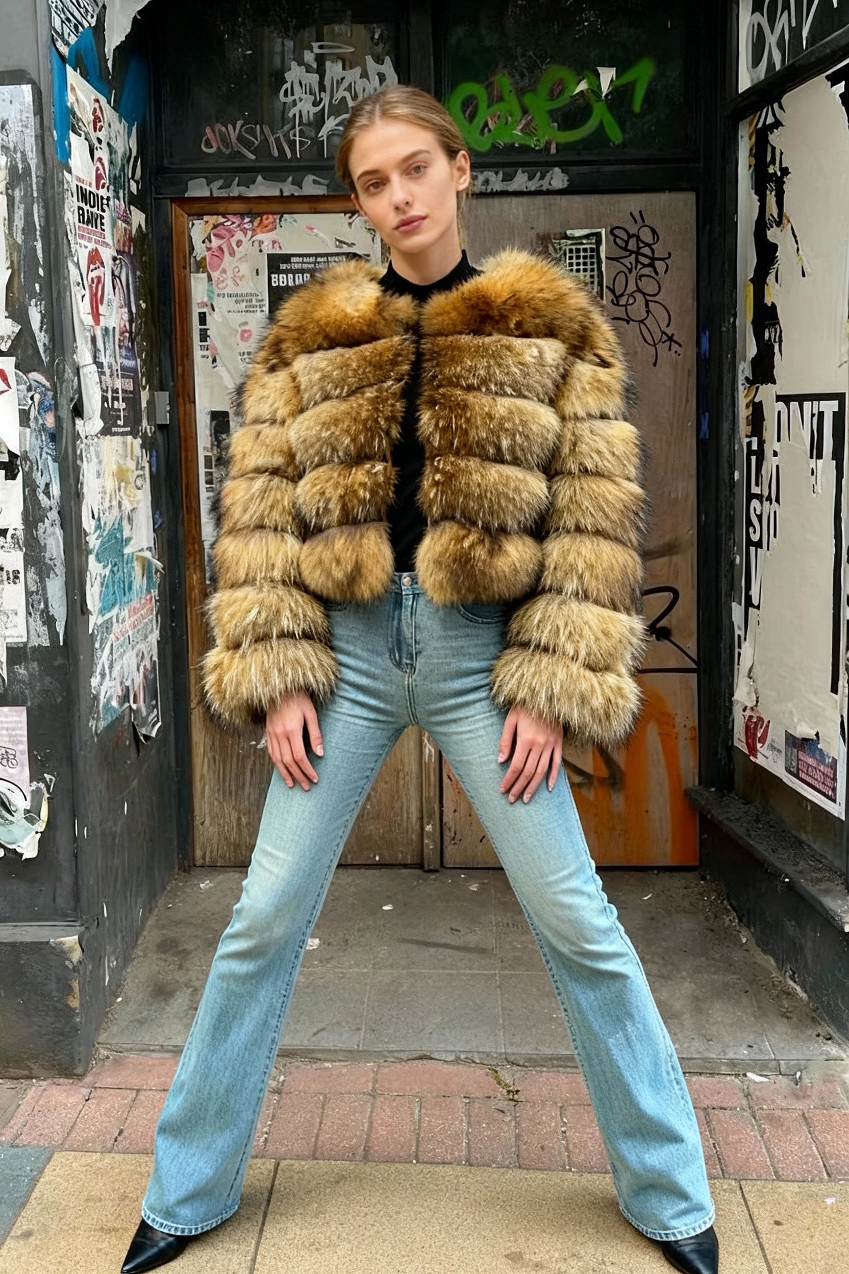 Raccoon Fur Thick Luxury Winter Coat Main image