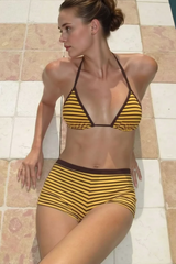 Sexy Halter Tie Side Stripe Two Piece Swim Set