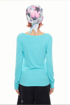 Oversized Letter Graphic Fitted Long Sleeve T-Shirt