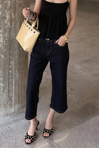 Distressed Low Rise Cropped Denim Pants