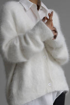 V Neck Mohair Blend Cardigan