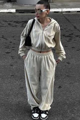 Street Style Zip Hoodie Joggers Activewear Set
