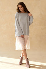Cotton Loose Fit Off-Shoulder Knit Sweater