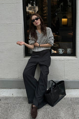 High Waist Drape Wide Leg Tailored Pants