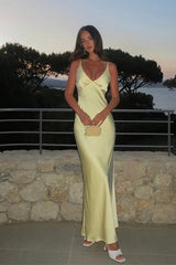 Chic Backless Satin Sling Maxi Dress