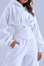 Corset Waist Zip Front Wide Leg Hoodie Two Piece Set