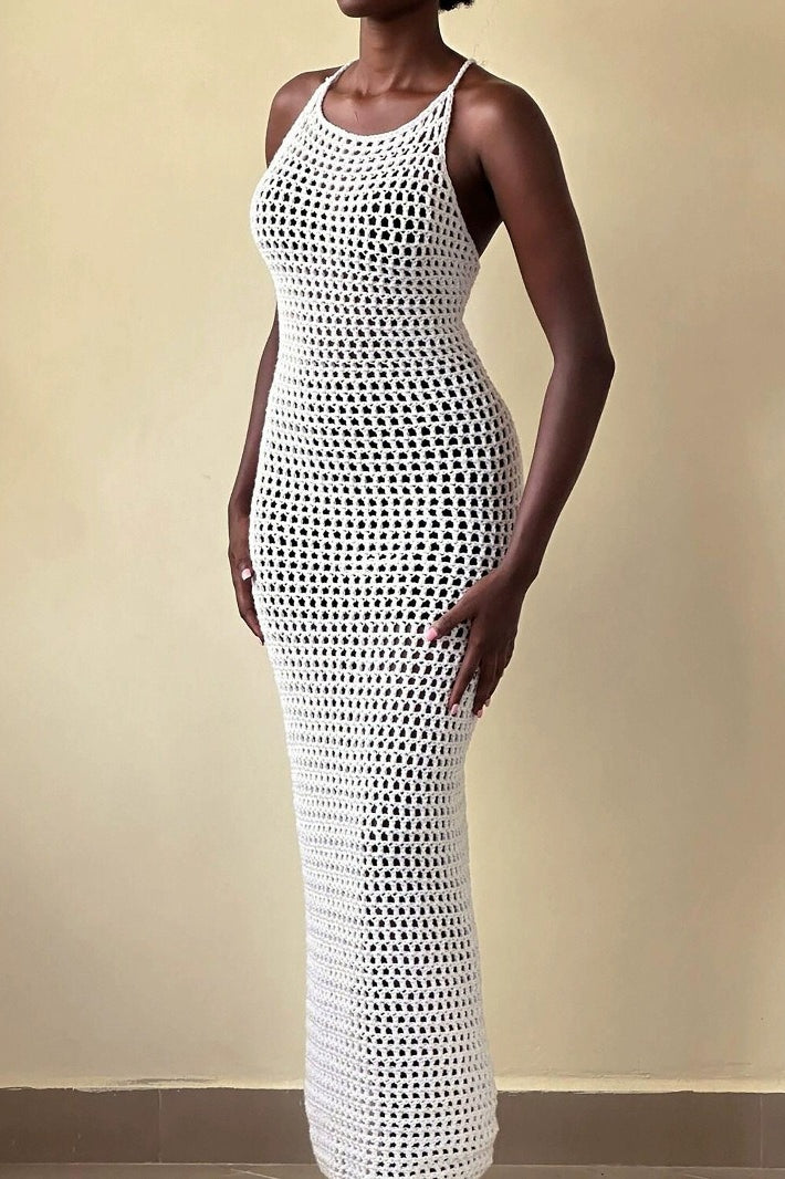 Beach Vacation Knit Cut Out Cover Up Maxi Sweater Dress Main image